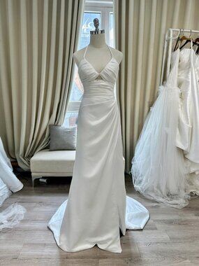 Custom Silk Fit & Flare Wedding Bridal Gown (Bright White) - Never Worn